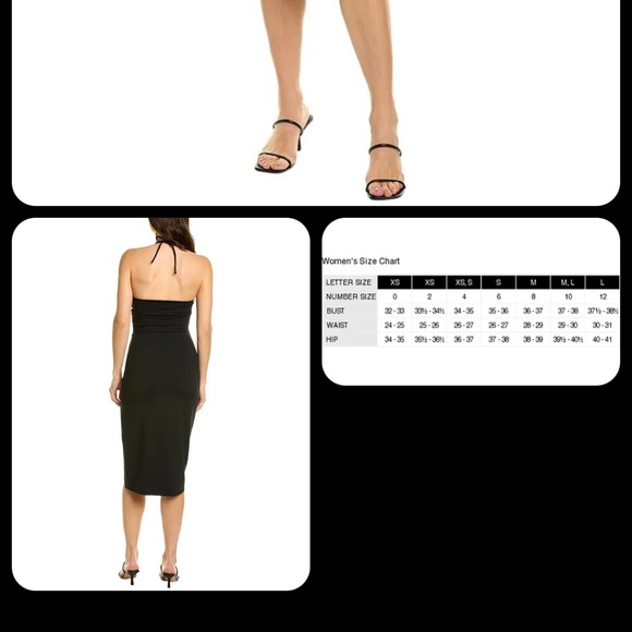 NWT Susana Monaco black slit midi dress halter sundress strapless LBD S - Picture 2 of 2